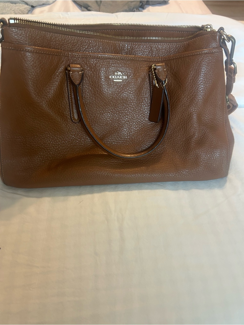 Coach Brown Pebbled Leather Shoulder Bag - Picture 5 of 5